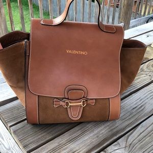 Valentino - Large suede and leather handbag